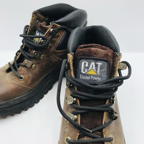 Caterpillar Work Boots Brown Leather Shoes Workwear Outdoor Hiking Mens 10